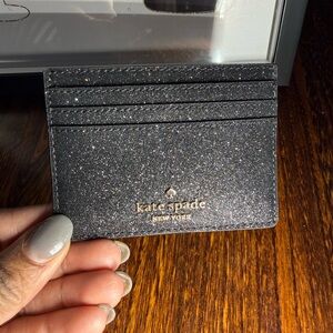 Kate Spade New York Glitter Card Holder – Black Sparkle Slim Wallet